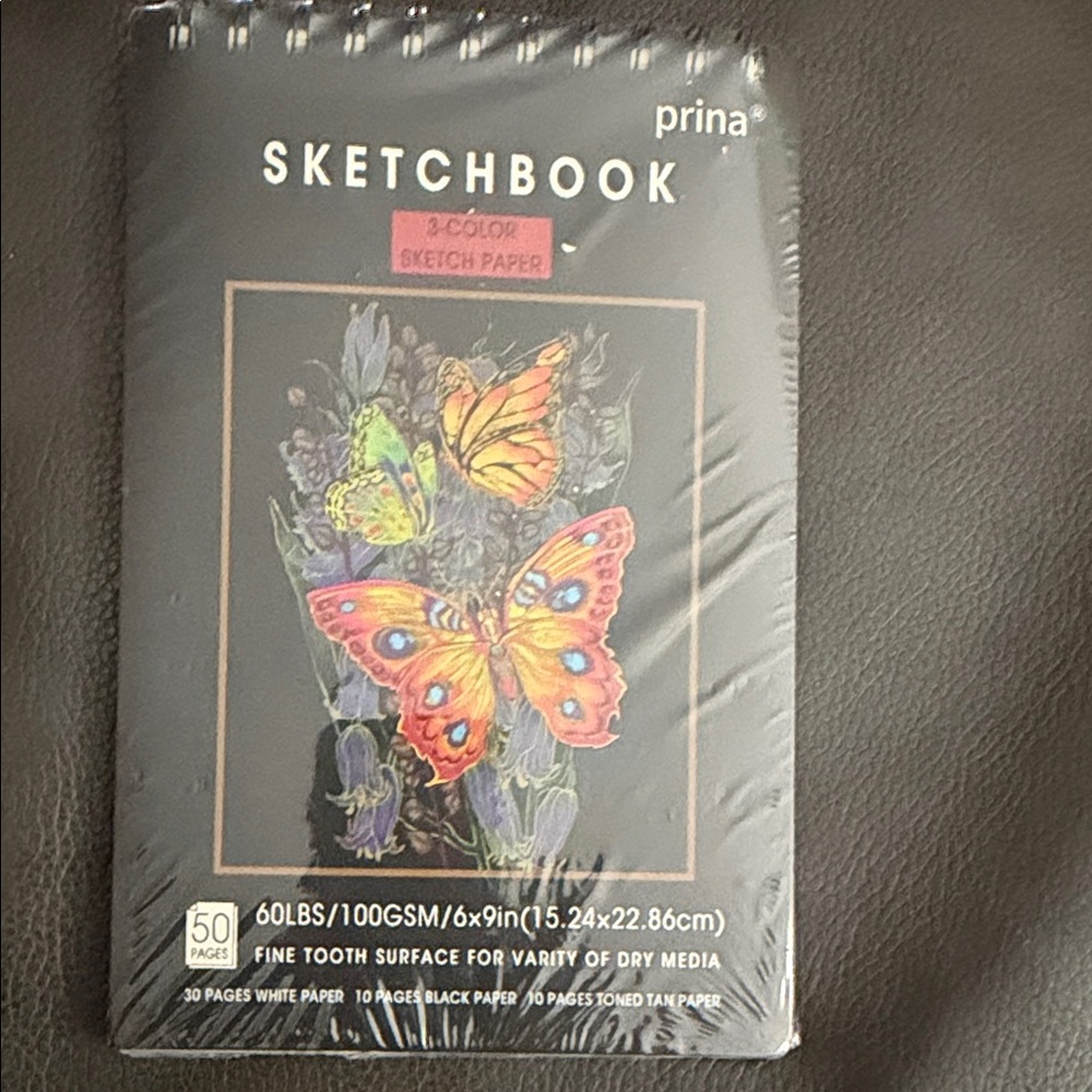 Black Sketchbook with Colorful Butterflies